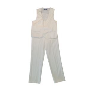 Perry Ellis Boy’s 2-Piece Suit Set Shirt, Vest & Pants Ivory Size 14 GUC